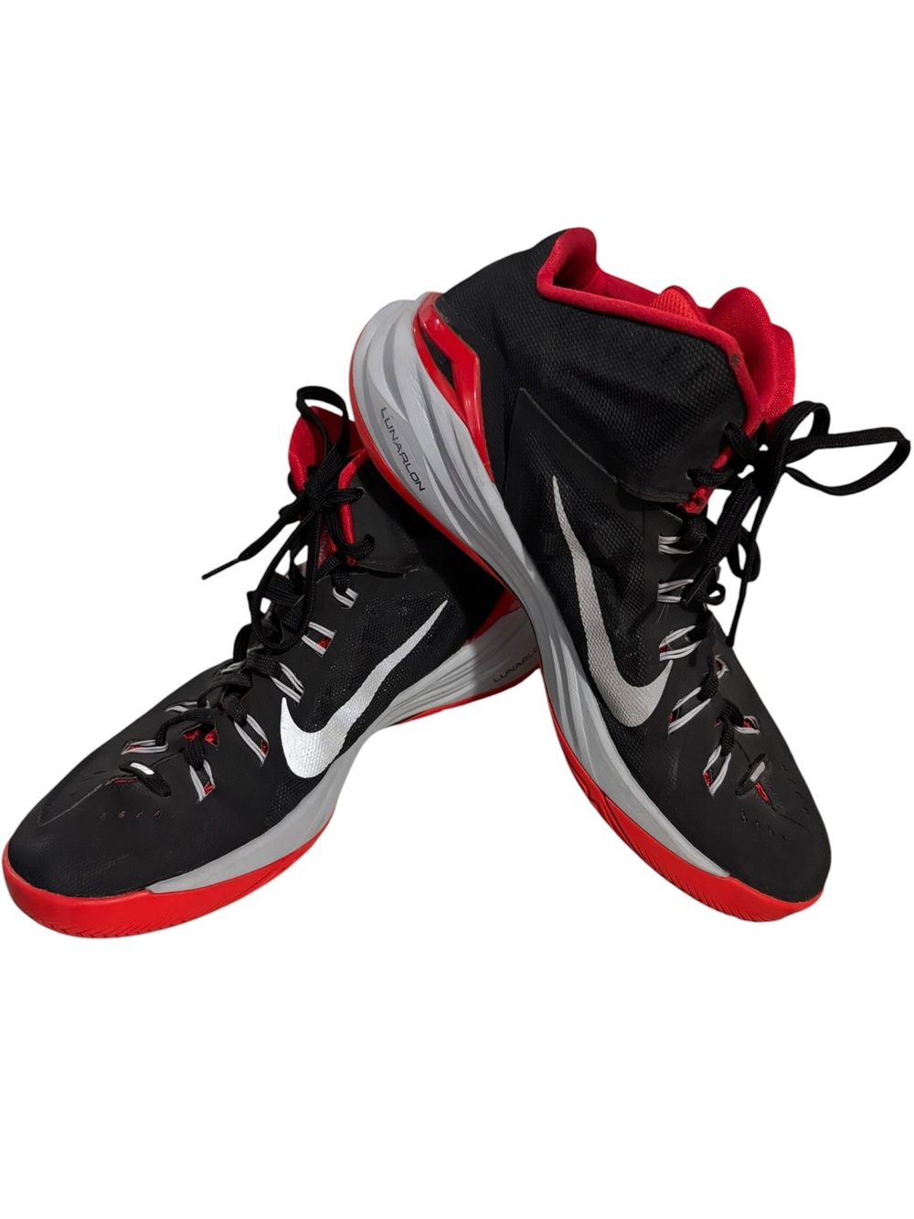Nike Hyperdunk 2014 Black/University Red-Wolf Grey-Metallic Silver  (Size 12).